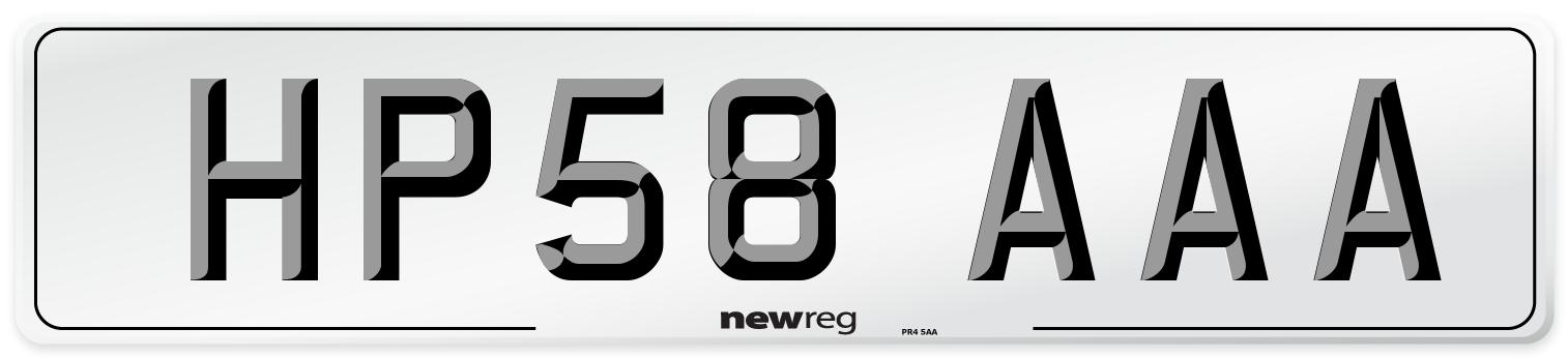 HP58 AAA Number Plate from New Reg